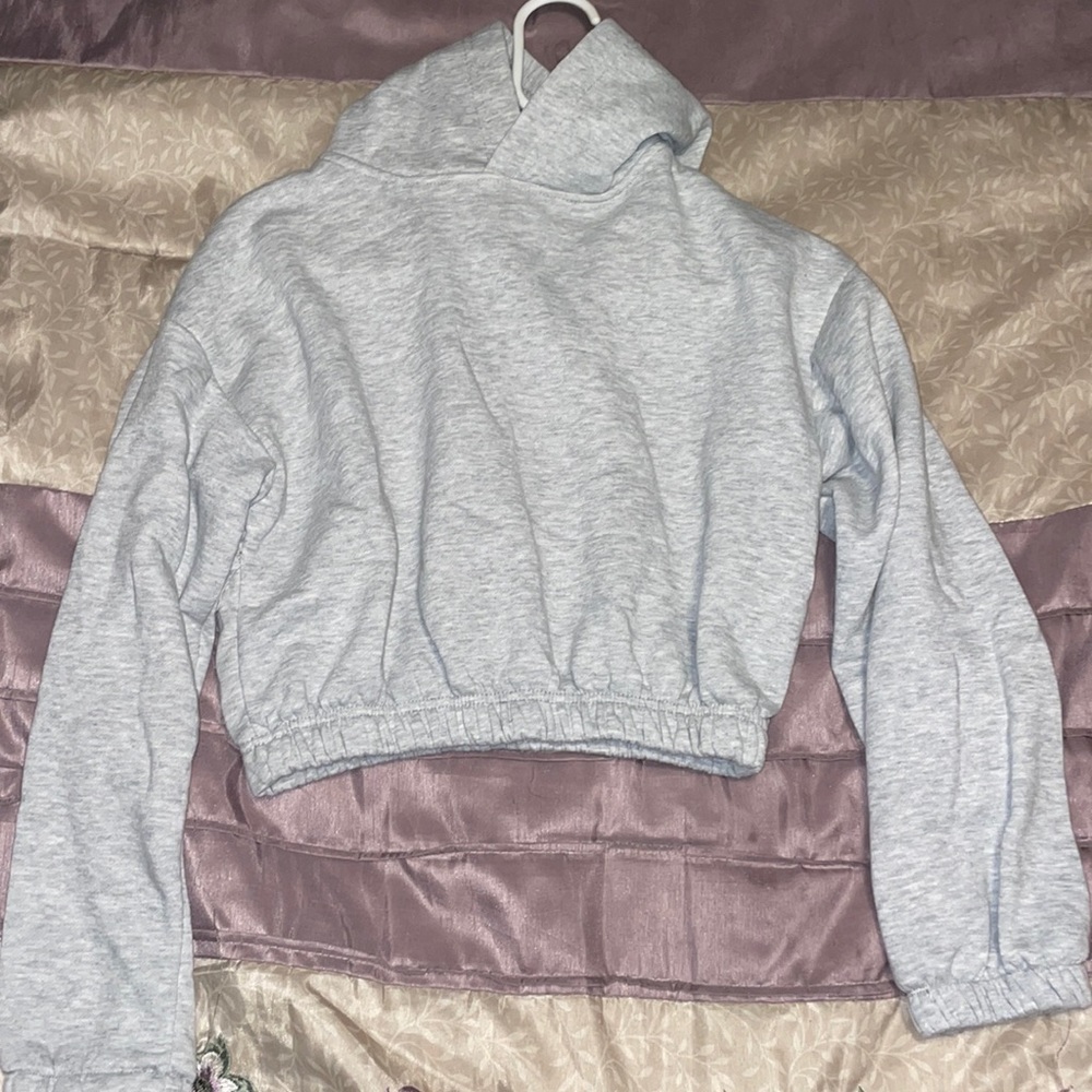Grey Cropped Hoodie